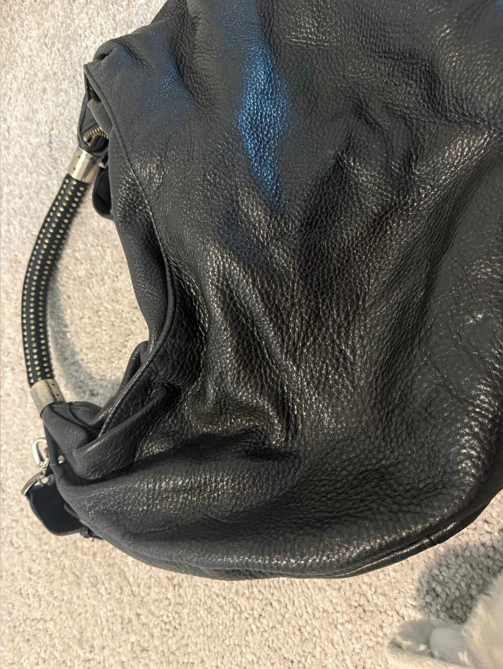 Kenneth Cole Black Leather Hobo Shoulder Bag